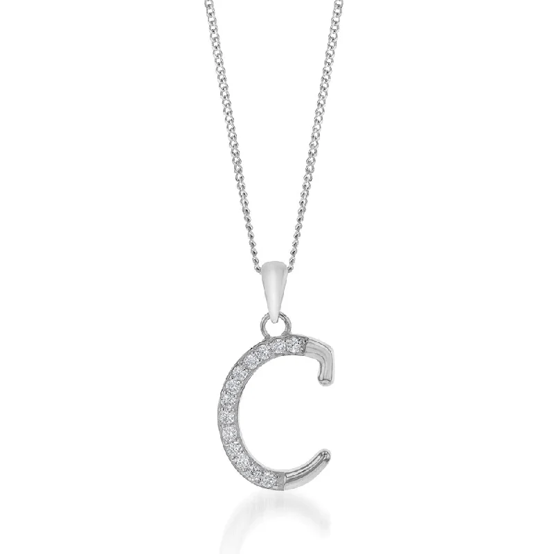 Last Chance To Grab Your Favorite Jewelry At A Discount Sterling Silver Cubic Zirconia Cursive Initial "C" Pendant
