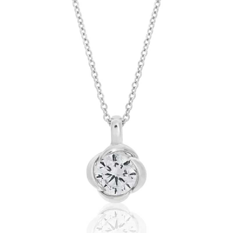 Luxury Jewelry At Unbeatable Discounts Sterling Silver Cubic Zirconia Flower Pendant With 40 + 5cm Chain