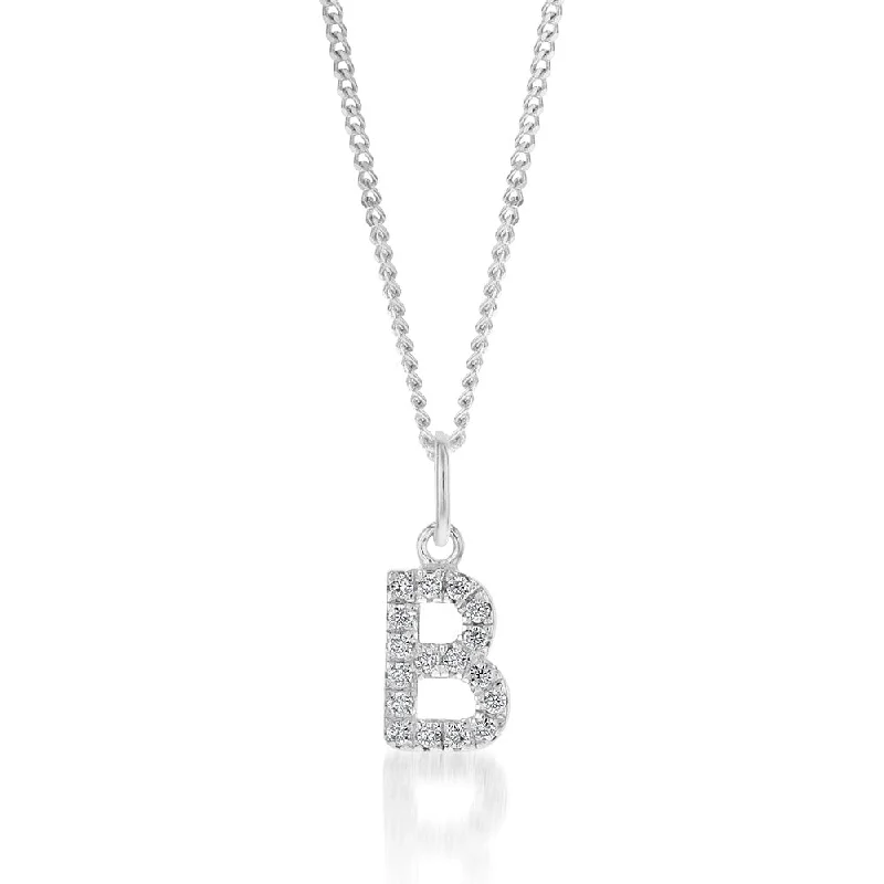 Get The Sparkle You Love At Prices You Adore Sterling Silver Cubic Zirconia Initial "B" Pendant
