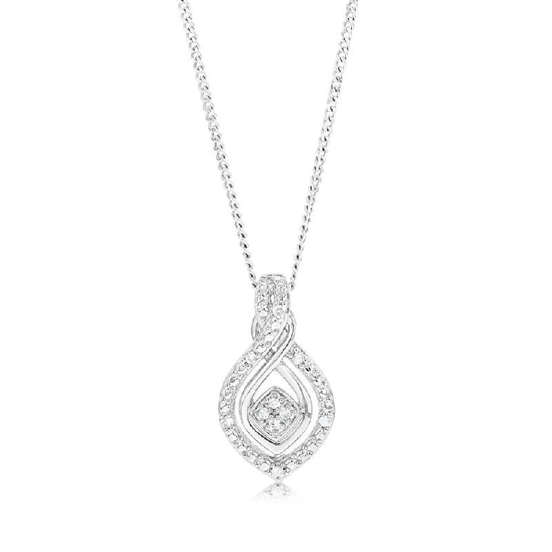 Exclusive Jewelry Bundles At Discounted Prices Sterling Silver Diamond Pendant with 10 Brilliant Cut Diamonds