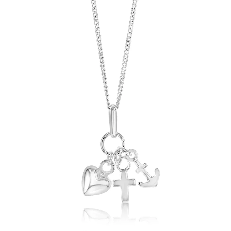 Luxury Handcrafted Jewelry For Elegant Looks Sterling Silver Faith Hope Charity Pendant