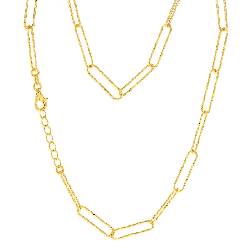 Don't Miss Out On Jaw-Dropping Jewelry Discounts Sterling Silver Gold Plated Textured Paperclip 42cm Chain