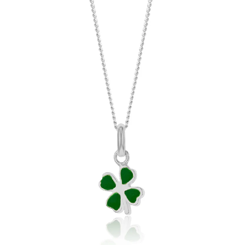 Flash Deals On Fine Jewelry – Shop Before It's Gone Sterling Silver Green Enamel Four Leaf Clover Charm Pendant