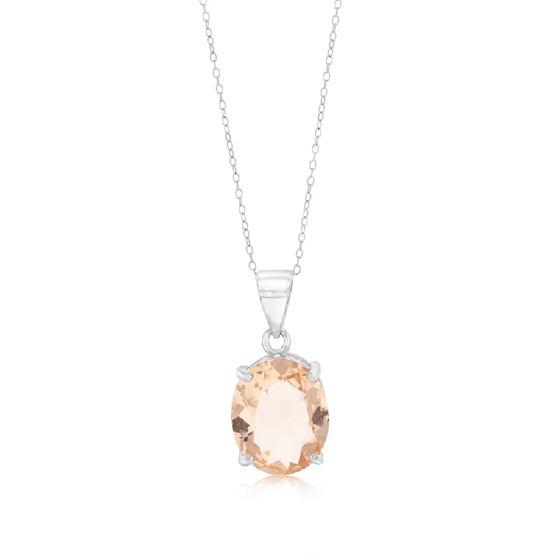 Celebrate With Sparkle – Jewelry Sale Now Live Sterling Silver Oval Created Morganite Pendant