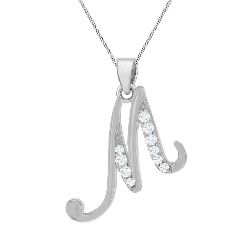 Shine Without Limits – Jewelry Sale Happening Now Sterling Silver Rhodium Plated Cubic Zirconia Script "M" Initial Pendant