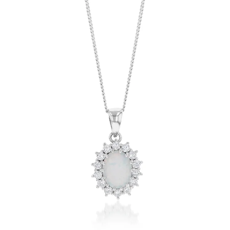 The Biggest Jewelry Sale Of The Year Is Here Sterling Silver Rhodium Plated Cubic Zirconia Synthetic Opal Round Pendant