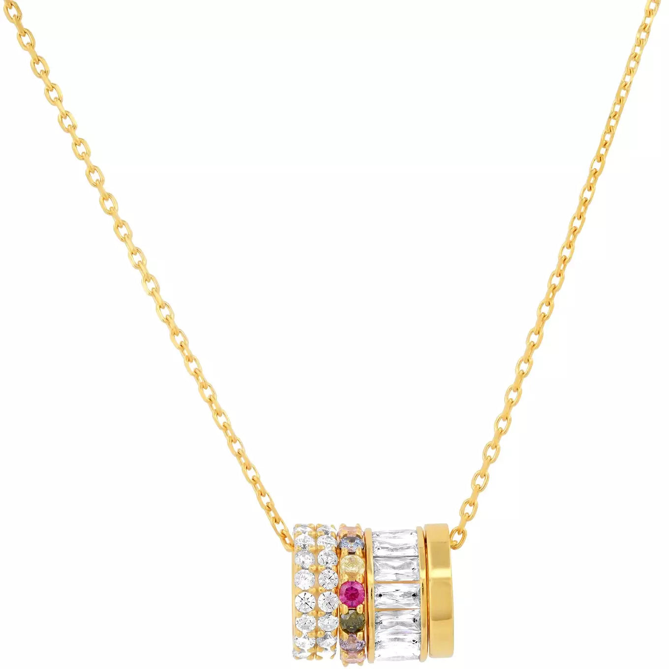Seasonal Jewelry Sale – Upgrade Your Collection TAI Gold Vermeil Necklace with Clear and Rainbow CZ Rondells