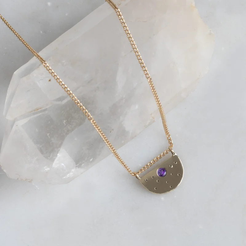 Special Jewelry Deals – Upgrade Your Collection The Amethyst Half Moon Stardust Necklace | 14K Yellow Gold