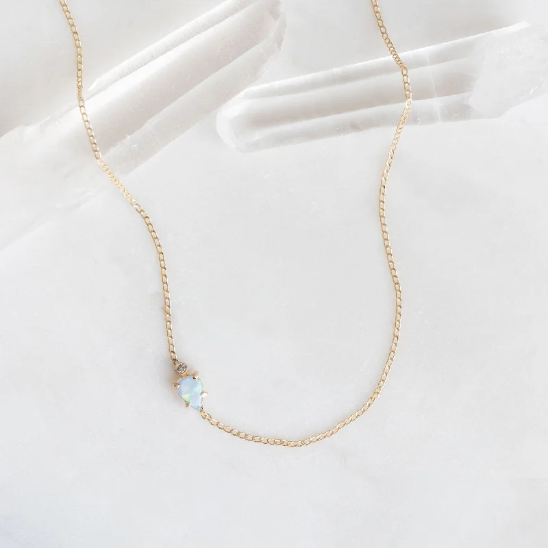 Affordable Gold-Plated Jewelry For Modern Fashion The Asymmetrical Opal + Diamond Necklace | Gold Filled