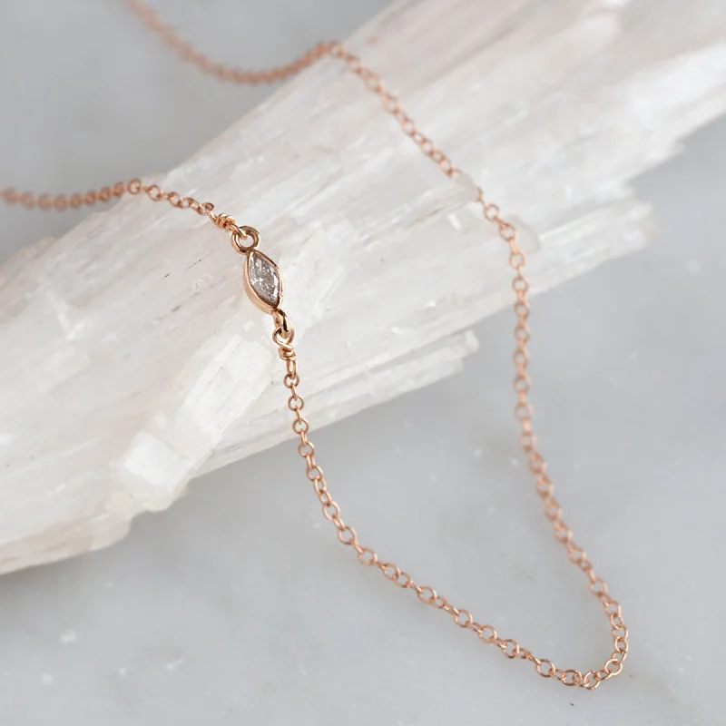 Huge Savings On Timeless Jewelry Collections The Asymmetrical White Diamond Eye Necklace | 10K Rose Gold