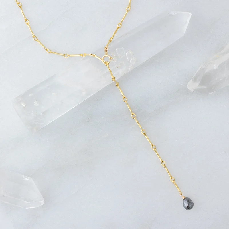 Flash Sale On Stunning Jewelry – Don't Miss Out The Bar Chain Briolette Black Diamond Lariat Necklace | Gold Filled