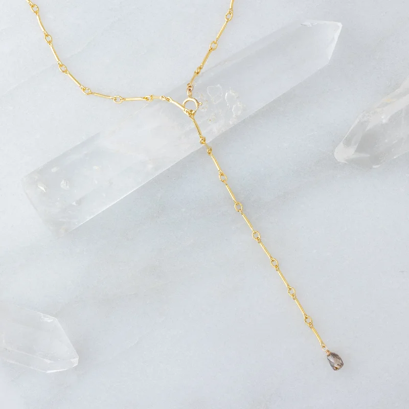 Grab Your Favorite Jewelry At The Lowest Prices The Bar Chain Briolette Champagne Diamond Lariat Necklace | Gold Filled