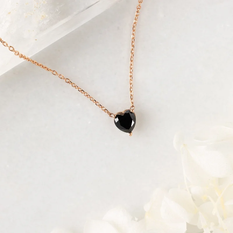 Shop Dazzling Jewelry With Special Promotional Discounts The Black Onyx Gemstone Heart Necklace | 10K Rose Gold