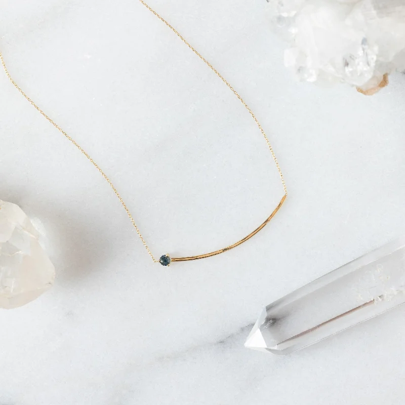 Buy More, Save More On Stunning Jewelry Pieces The Blue Montana Sapphire Gemstone Arc Necklace | 14K Yellow Gold