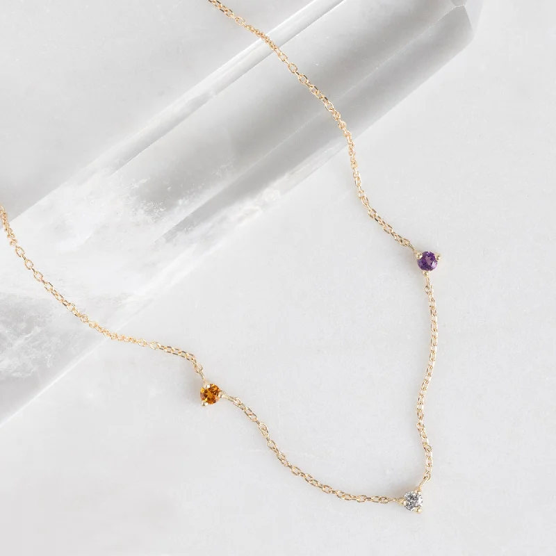 Premium Jewelry, Premium Discounts – Act Fast The Custom Multi-Birthstone Necklace | 3 Stones