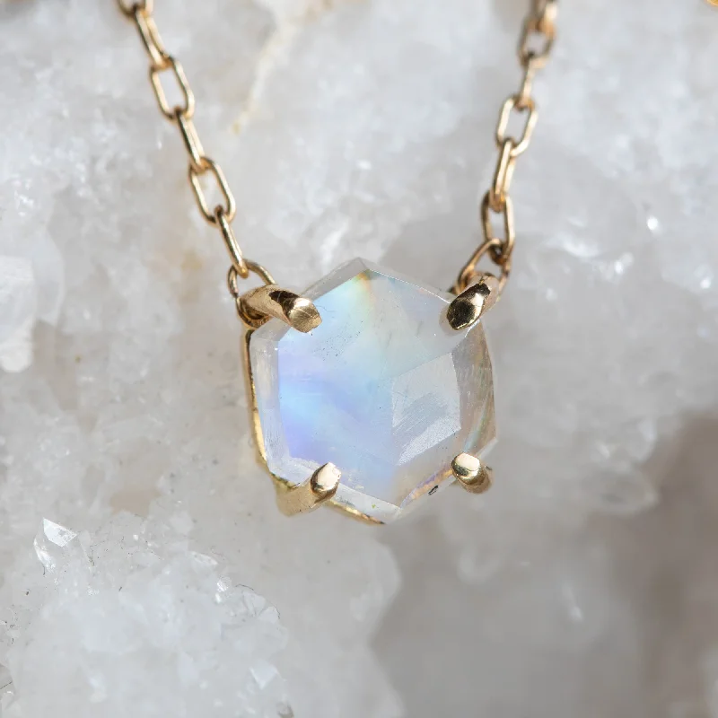 Jewelry Clearance Event – Stock Up Before It's Over The Hexagon Moonstone Necklace | 14K Yellow Gold