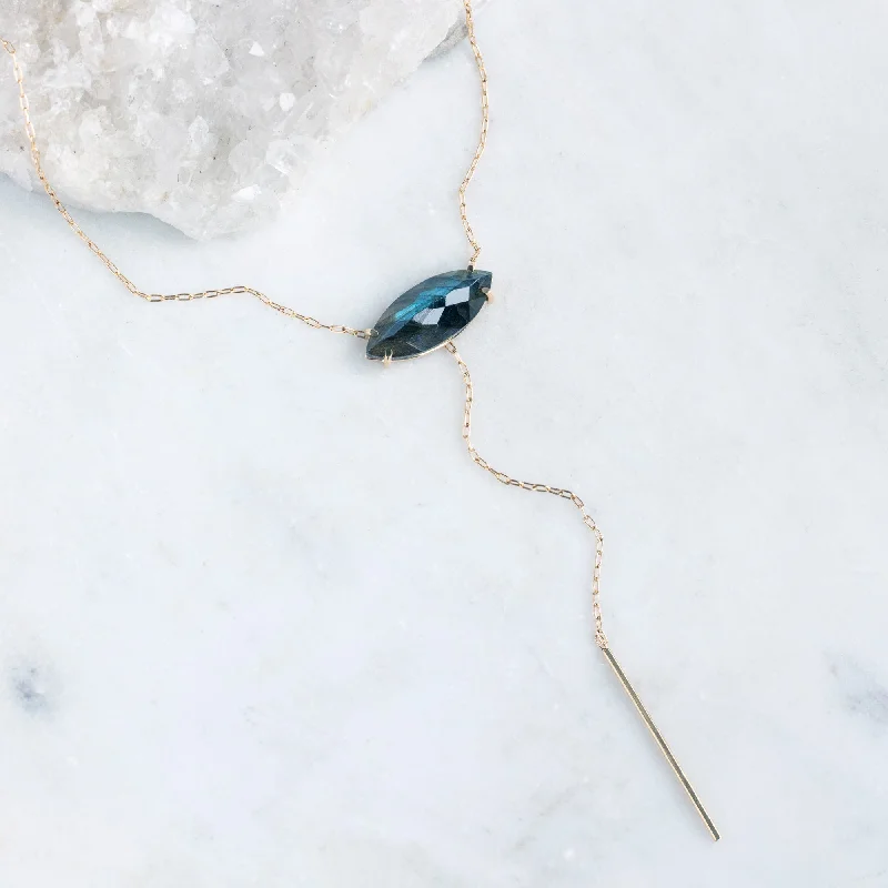 Don't Miss Out On Bestselling Jewelry At Special Prices The Labradorite Marquise Lariat Necklace | 14K Yellow Gold