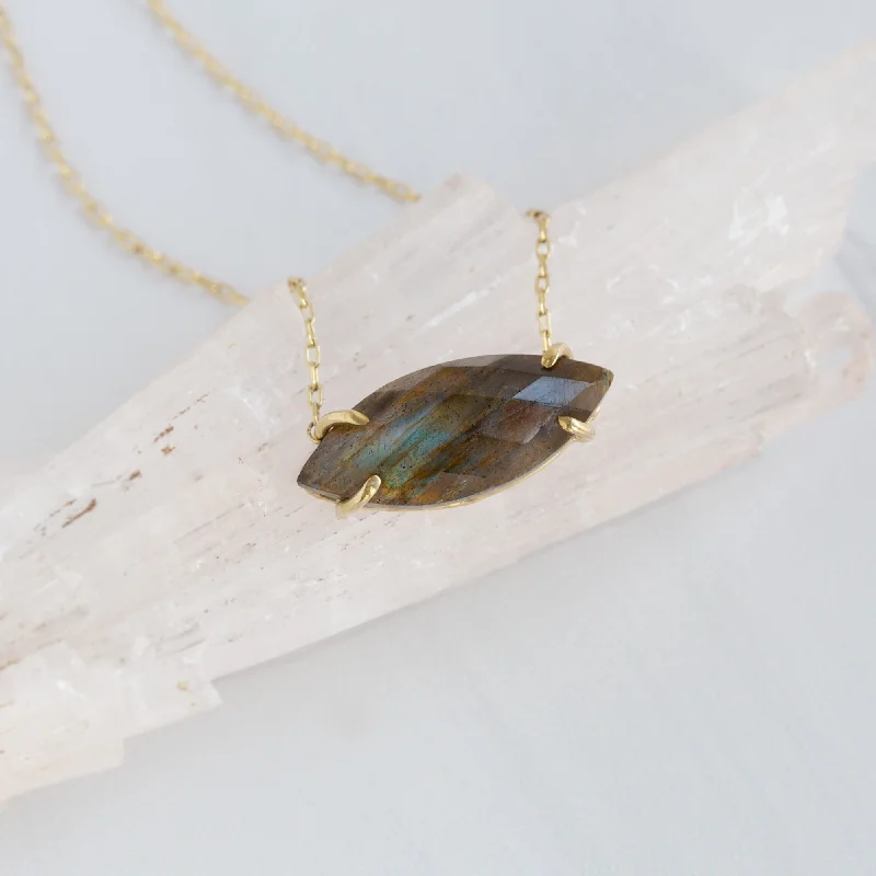 Save On Luxury Jewelry Pieces – Limited-Time Offers The Labradorite Marquise Necklace | 14K Yellow Gold