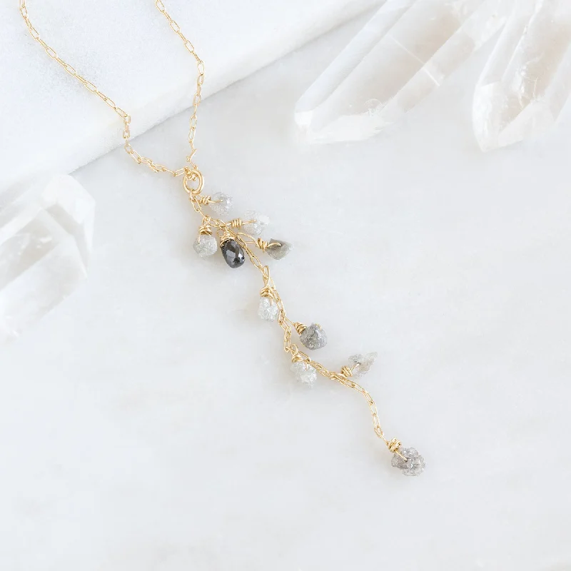 Exclusive Online Jewelry Sale – Don't Wait The Rough Grey Diamond Cascade Necklace | Gold Filled