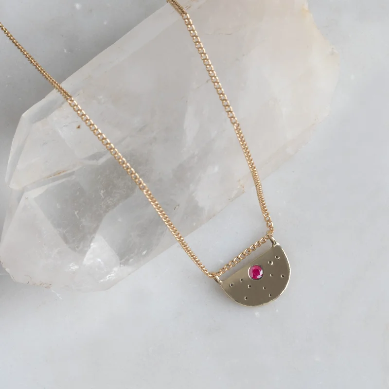 Limited-Stock Jewelry Sale – Once It's Gone, It's Gone The Ruby Half Moon Stardust Necklace | 14K Yellow Gold