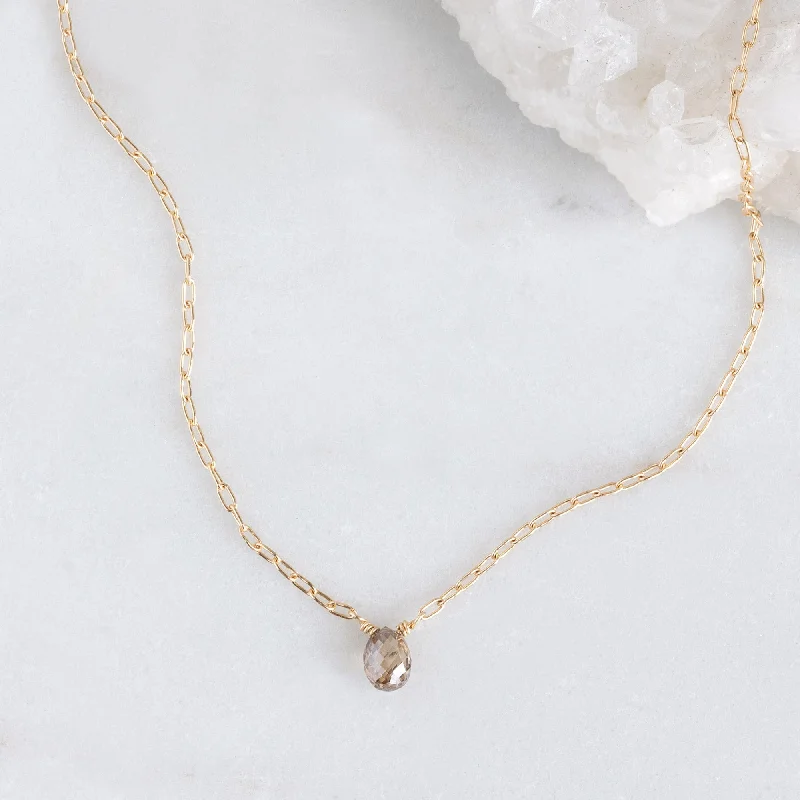 Jewelry Flash Sale – Stylish Designs At Unbeatable Rates The Simple Champagne Diamond Briolette Necklace | Yellow Gold Filled
