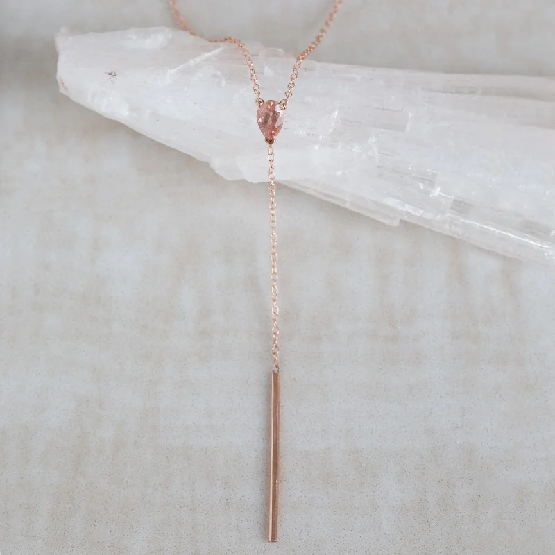 Affordable Glamour – Premium Jewelry At Special Prices The Sunstone Gemstone Lariat Necklace | 10K Rose Gold