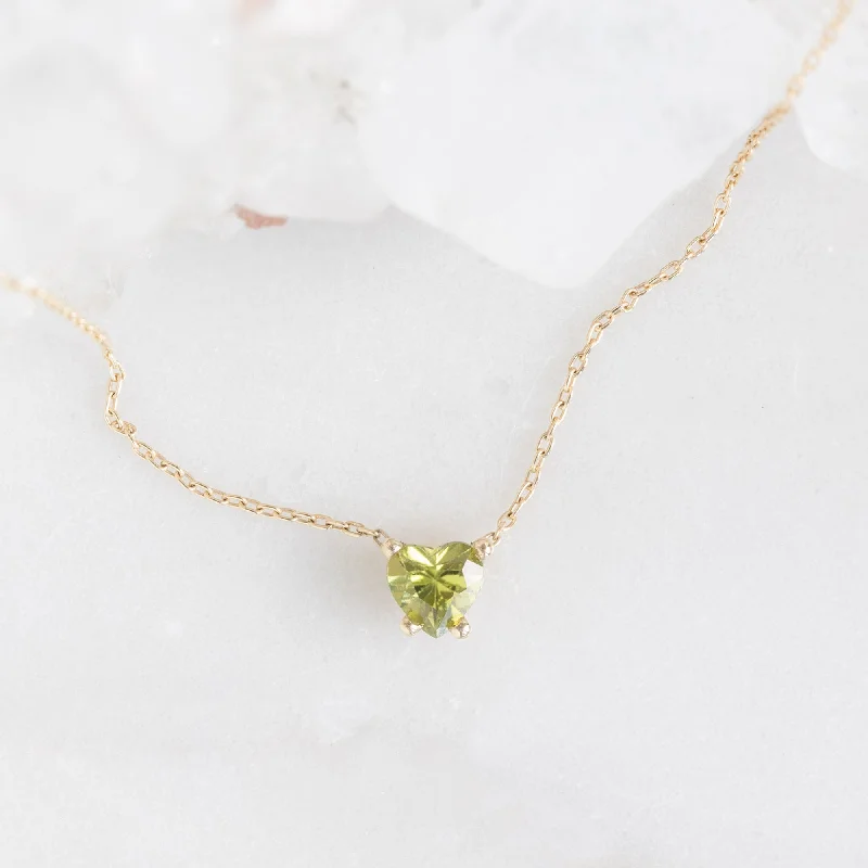Handcrafted Jewelry Sale – Unique Designs At Low Prices The Sweetheart Peridot Necklace | 10K Yellow Gold