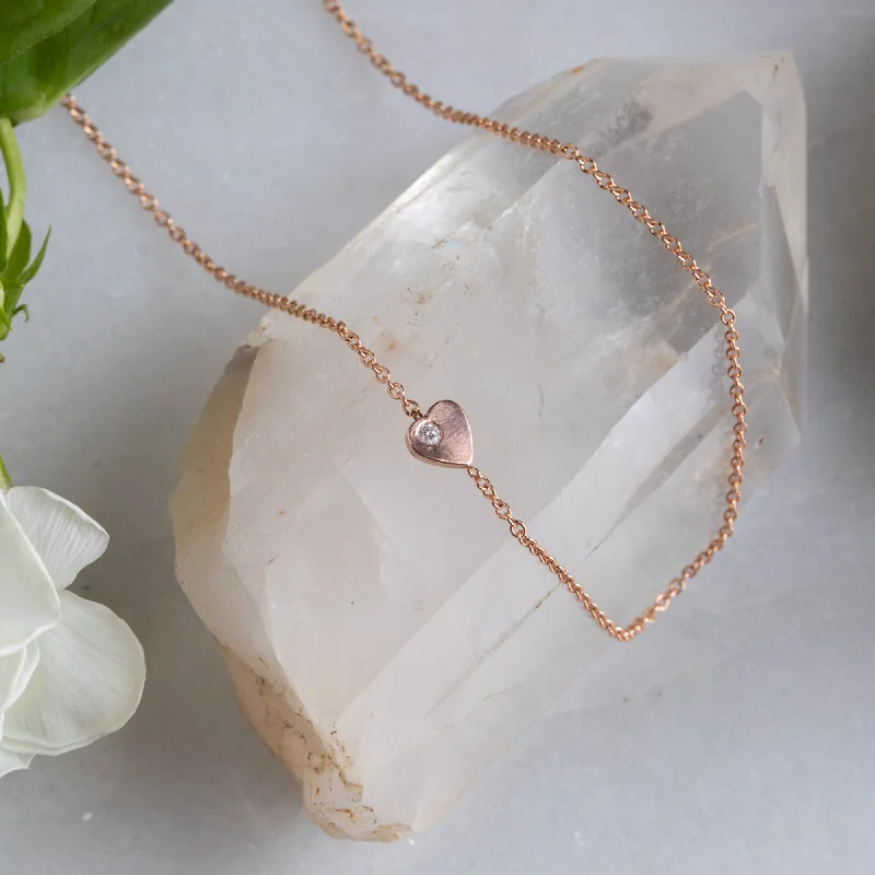 Customized Silver Jewelry For Unique Style The Sweetheart White Diamond Necklace | 14K Rose Gold