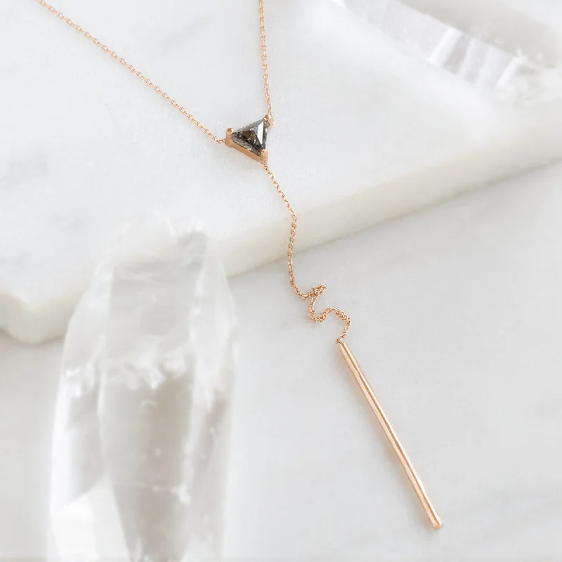 Luxury Jewelry Sale – Elegant Styles At Unbeatable Prices The Trillion Black Diamond Lariat Necklace | 14K Rose Gold