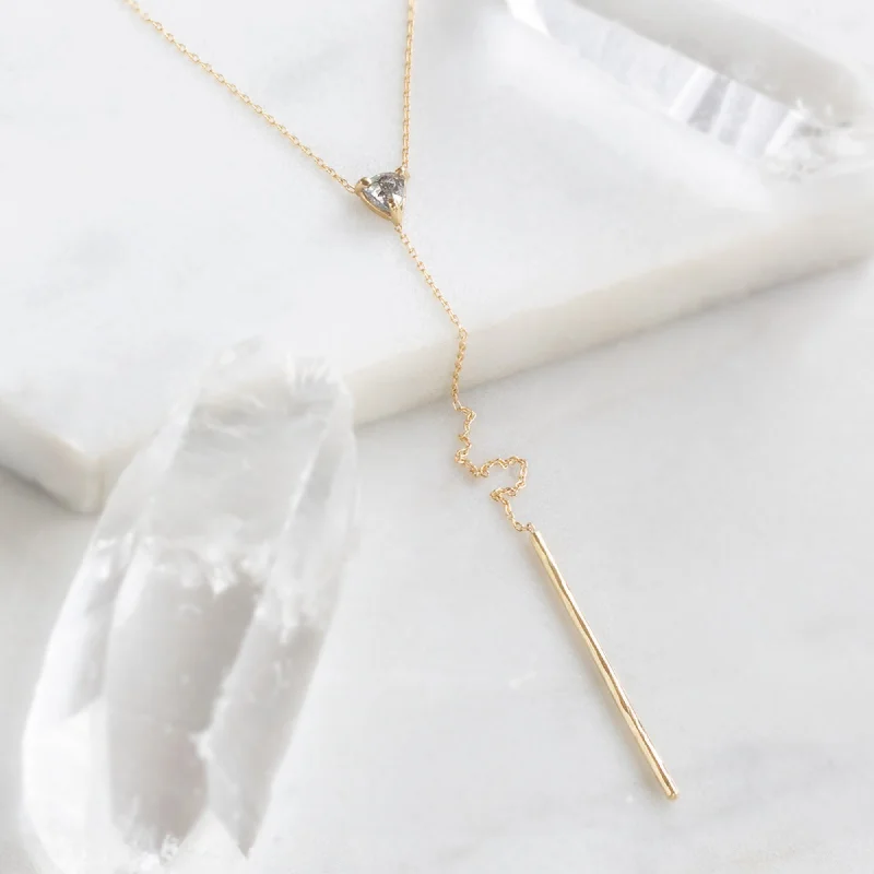 Limited-Time Jewelry Discounts – Shine Without The Splurge The Trillion Salt and Pepper Diamond Lariat Necklace | 14K Yellow Gold