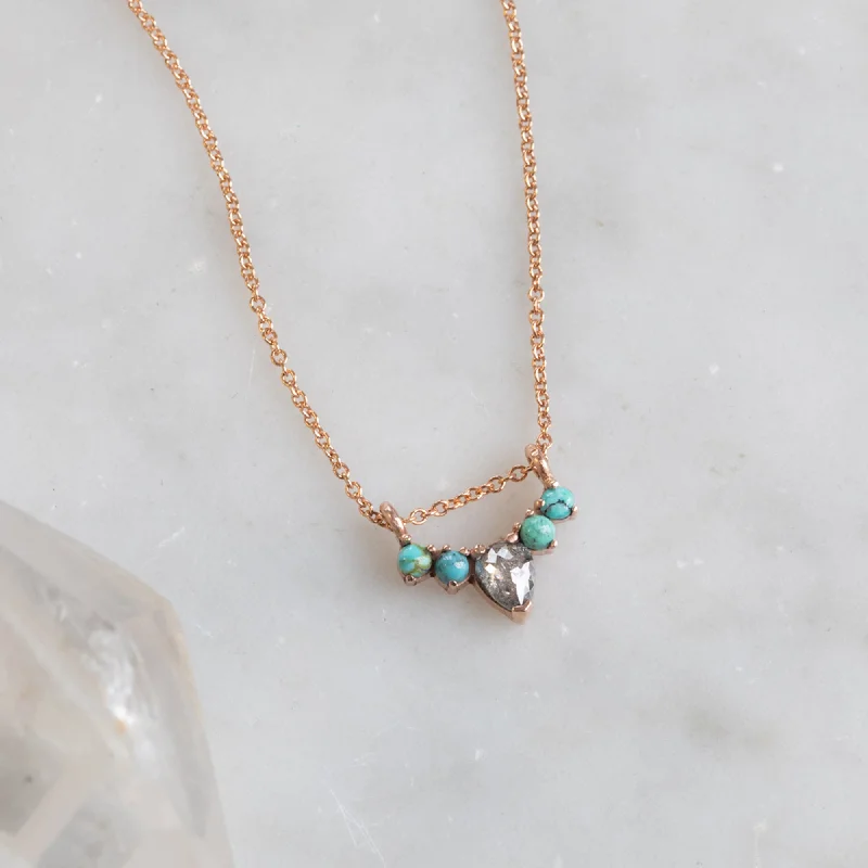 Best-Selling Jewelry Now Available At Special Deals The Turquoise + Diamond Sunburst Necklace | 14K Rose Gold