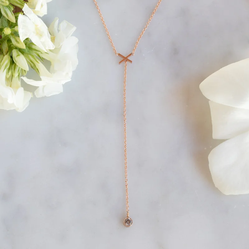 Shine Without Limits – Jewelry Sale Happening Now The XO' Salt and Pepper Diamond Lariat Necklace | 14K Rose Gold