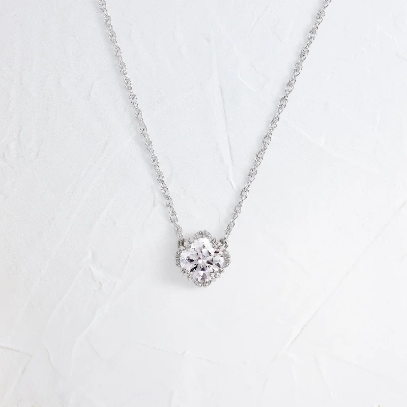 Affordable Gold-Plated Jewelry For Modern Fashion Threaded Necklace with Halo, 0.52ct. Round Cut