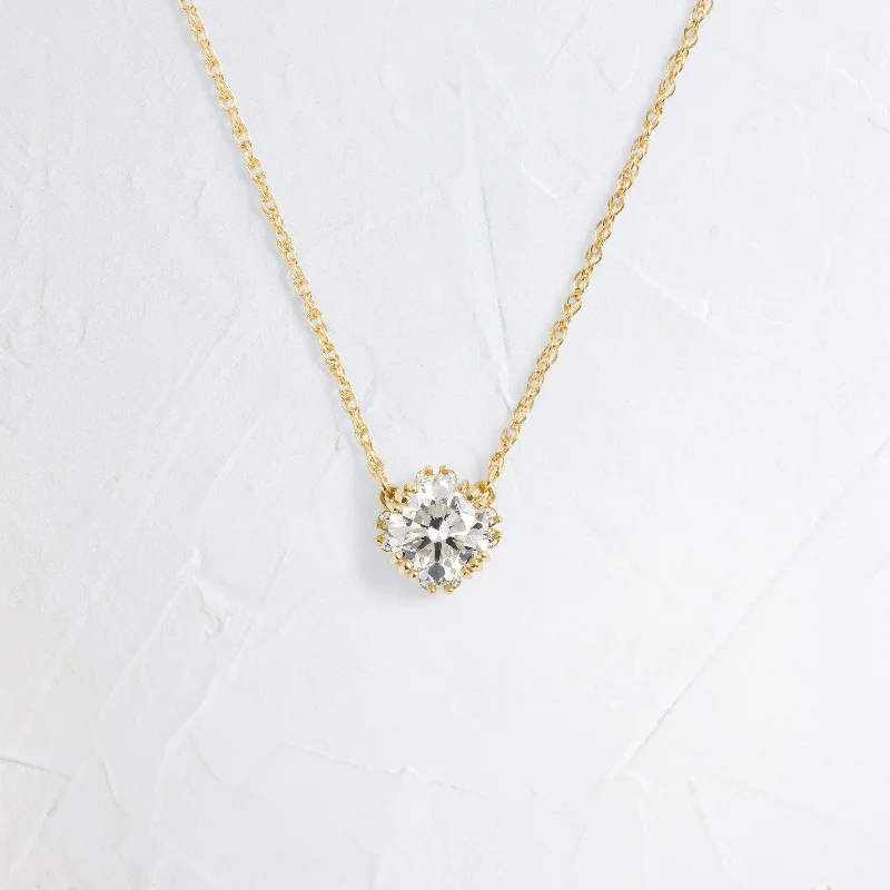 Shop Modern Jewelry Collections With Exclusive Discounts Threaded Necklace with Halo, 0.7ct. Champagne Diamond - Edition 2