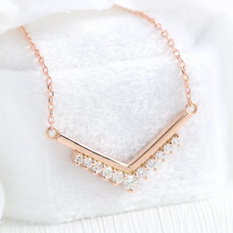 Luxury Jewelry Sale – Sparkle For Less V Shaped Diamond Necklace in 14k Gold Tiara Drop Pendant