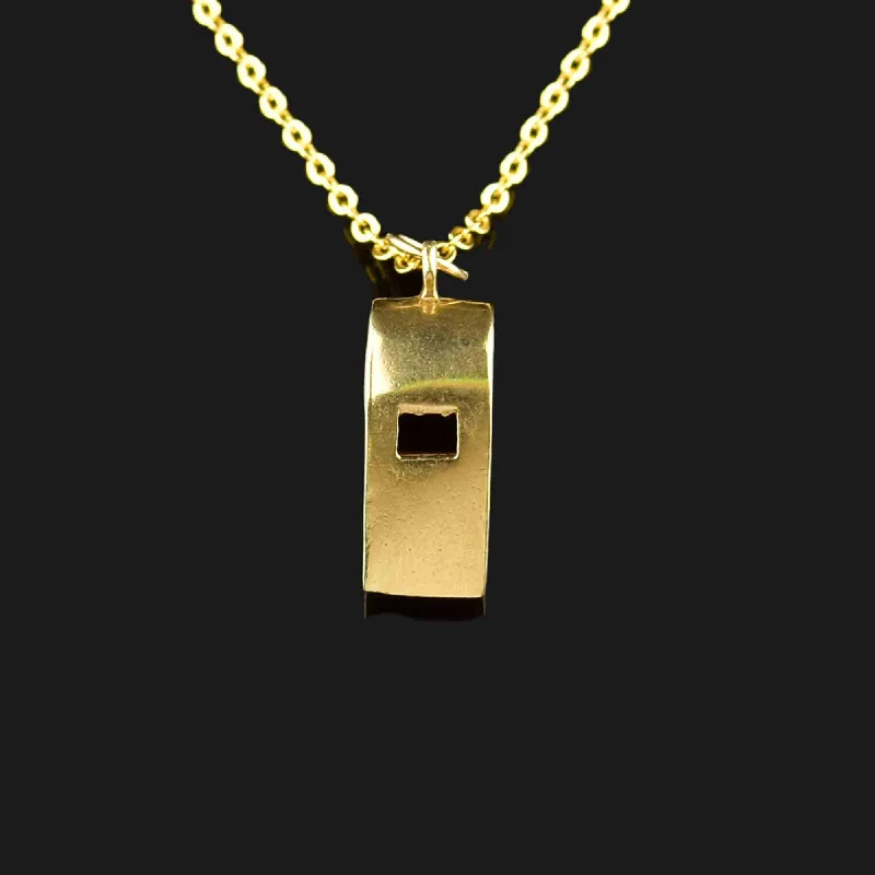 Vintage Solid 14K Gold Working Whistle Pendant Necklace