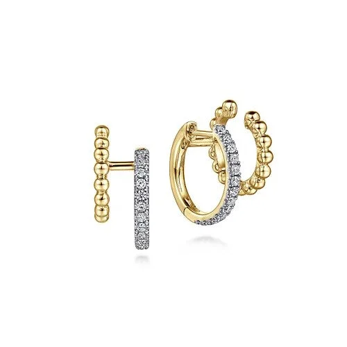 Elegant Rose Gold Jewelry For A Stylish Touch 14K Yellow Gold Twisted Pave 10mm Diamond Huggie Earrings Elegant Rose Gold Jewelry For A Stylish Touch 14K Yellow Gold Twisted Pave 10mm Diamond Huggie Earrings