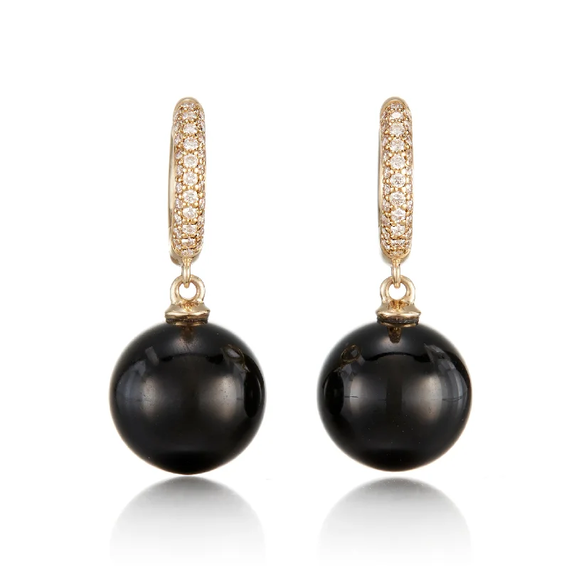 Get The Best Deals On Timeless Jewelry Pieces Diamond Hoop & Black Jade Bead Earrings