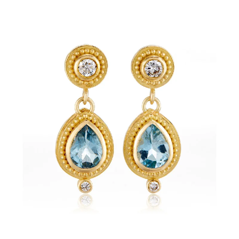 Last Chance To Grab Your Favorite Jewelry At A Discount Diamond & Aquamarine Drop Earrings
