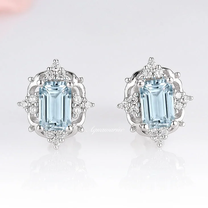Shop Elegant Jewelry At Unbeatable Prices Claire Vintage Aquamarine Earrings- Sterling Silver
