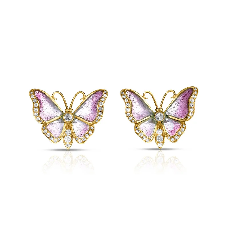 Jewelry Clearance Event – Stock Up Before It's Over Plique-à-Jour Diamond Butterfly Earrings