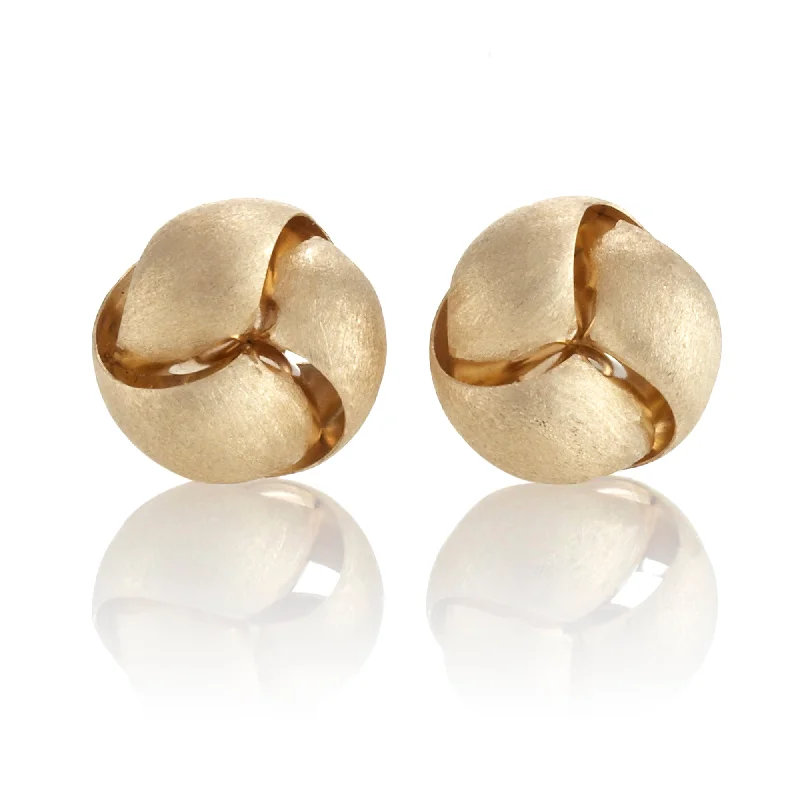 Unique Jewelry Designs Now At Discounted Rates Brushed Gold Triple Knot Earrings