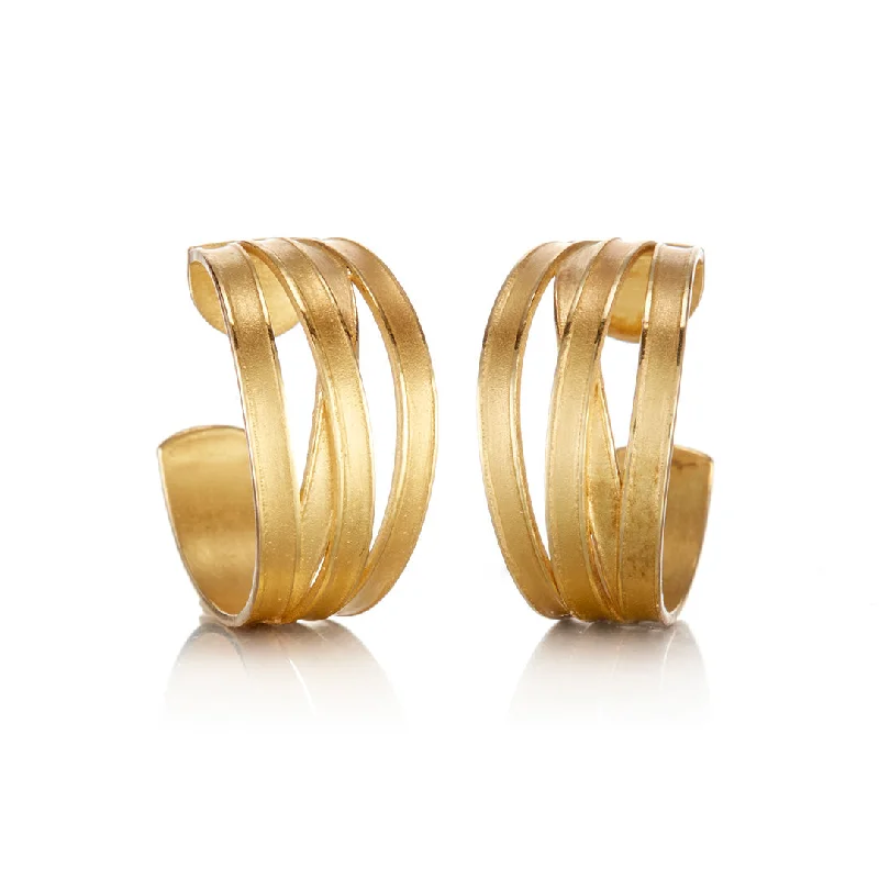 Limited-Time Offer On Premium Jewelry Collections Four Ribbon Tapered Hoop Earrings