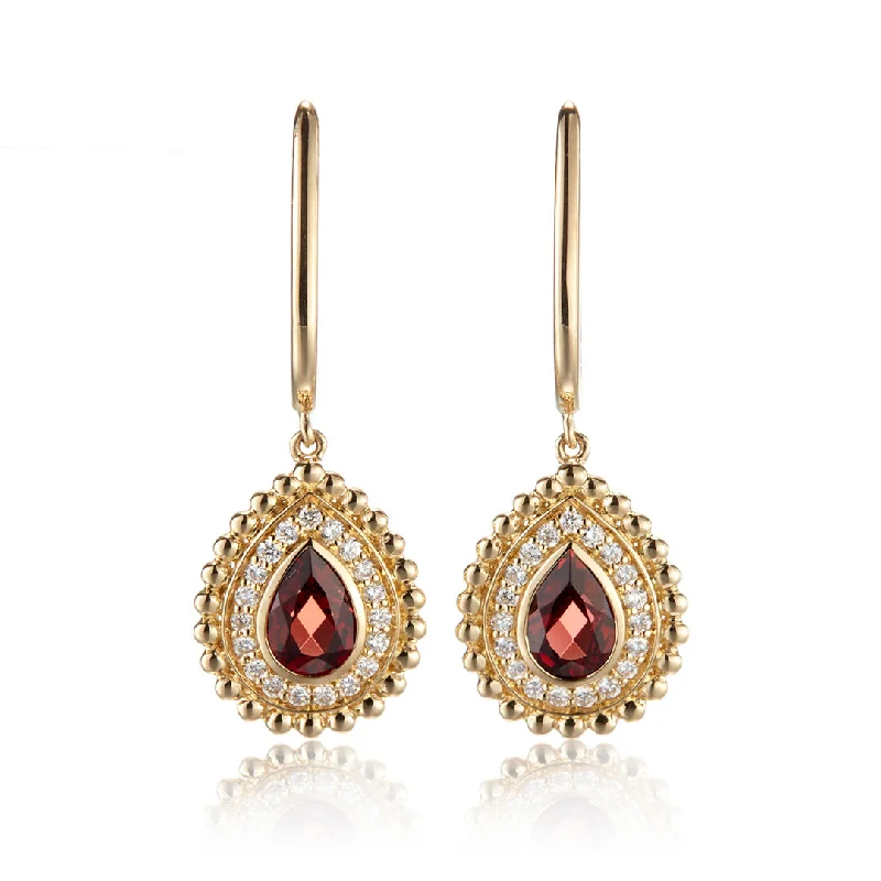 Affordable Gold-Plated Jewelry For Modern Fashion Garnet Drop Earrings