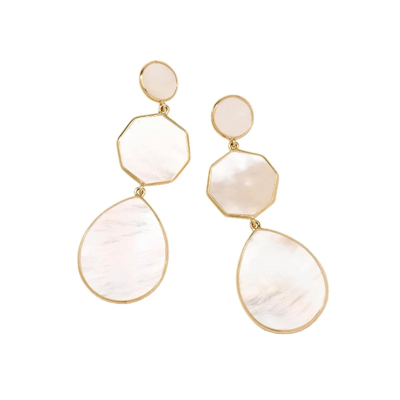Discounted Luxury Jewelry – Shine Without The Splurge Crazy 8's 3-Stone Drop Earrings in Mother of Pearl Discounted Luxury Jewelry – Shine Without The Splurge Crazy 8's 3-Stone Drop Earrings in Mother of Pearl