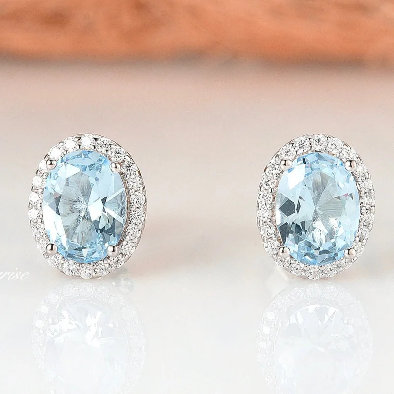 Special Deals On Handcrafted And Designer Jewelry Iris Aquamarine Earrings- Sterling Silver
