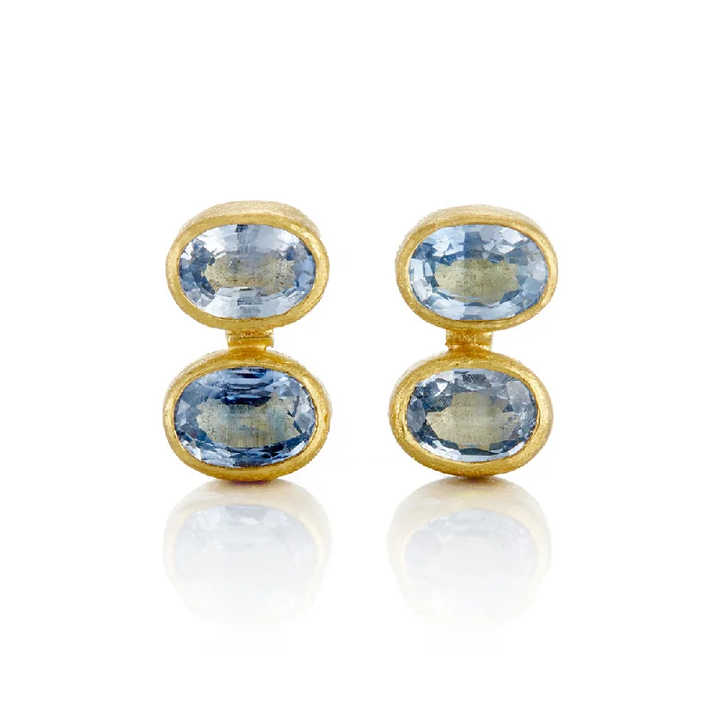 Buy More, Save More On Stunning Jewelry Designs Double Sapphire Oval Earrings