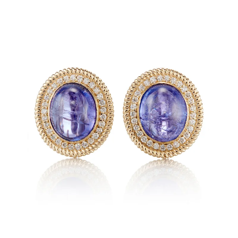 Elegant Rose Gold Jewelry For A Stylish Touch Tanzanite & Diamond Corrugated Earrings