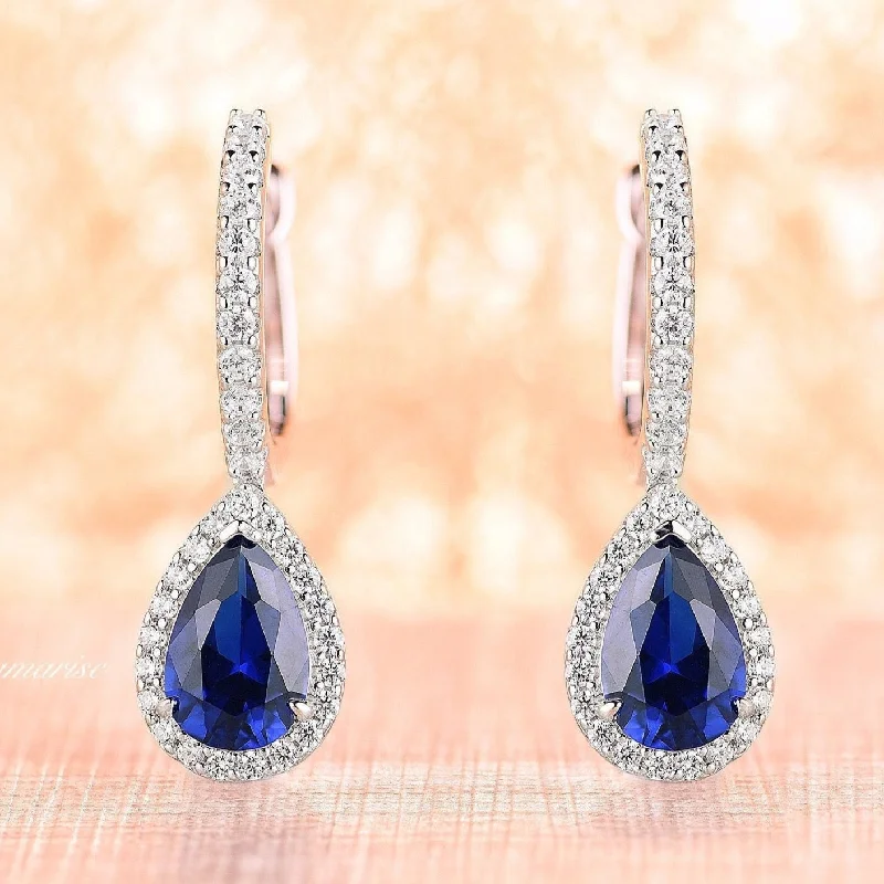 Waterproof Stainless Steel Jewelry For Lasting Beauty Vera Sapphire Earrings- Sterling Silver