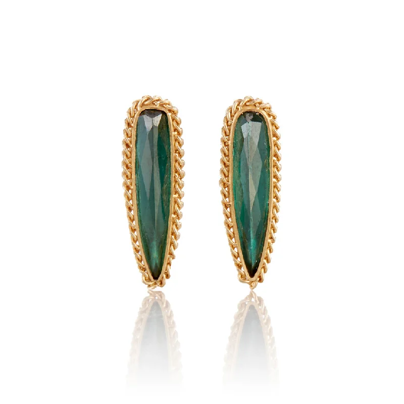 Bohemian-Inspired Jewelry For Free-Spirited Fashion Green Tourmaline Teardrop Earrings